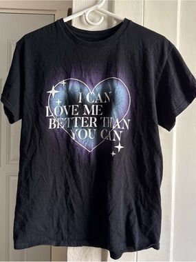 Sugar Black Short Sleeve Graphic Tee with Blue/Purple Heart